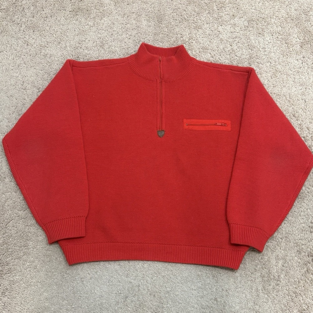 Vintage Patagonia Alpiniste Heavy 100% Wool Sweater Red Men's Large 90s 1/4 Zip